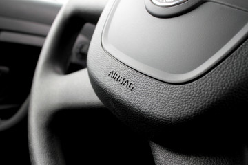 Airbag caption on the car wheel