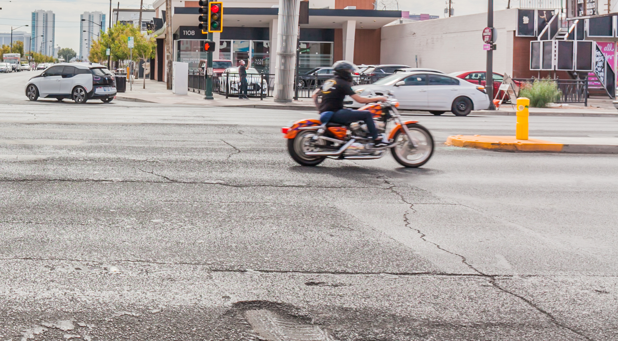 Motorcyclist in Downtown Las Vegas