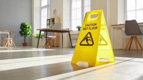 wet floor sign on the ground