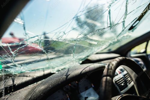 broken windshield