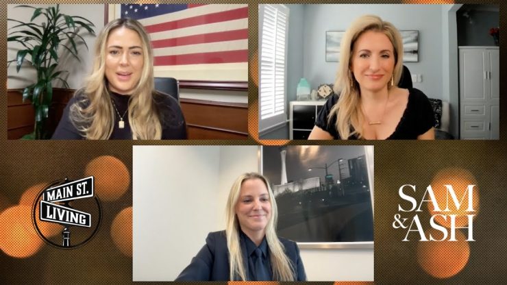 Three confident women engage in a professional discussion, conveying care and advocacy.