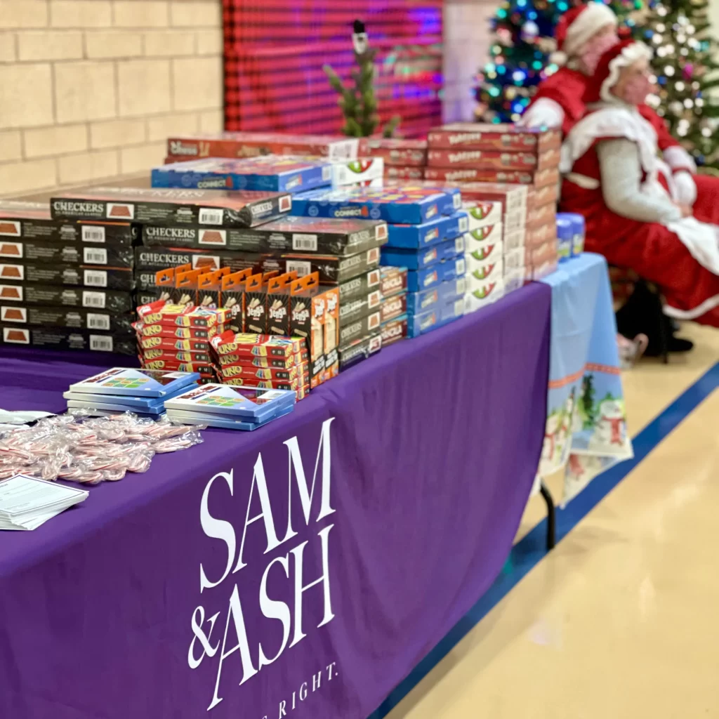 A vibrant community event, showcasing games and festive spirit, reflecting care and support.