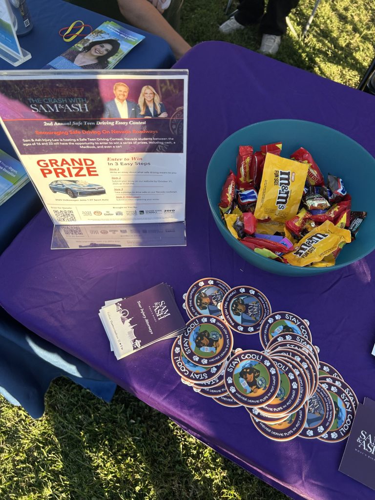 Engaging community event promoting safe driving, with resources and prizes fostering awareness and care.