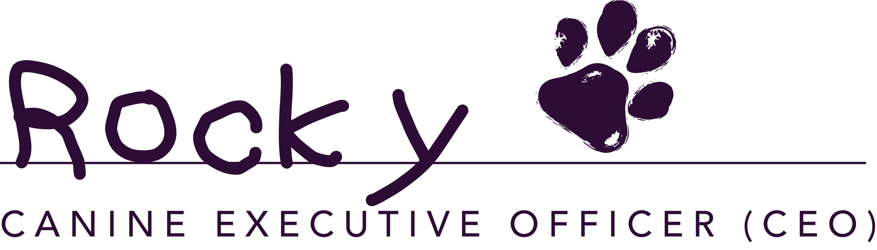 Rocky Canine Executive Officer (CEO) logo with paw print symbolizing loyalty and trust.