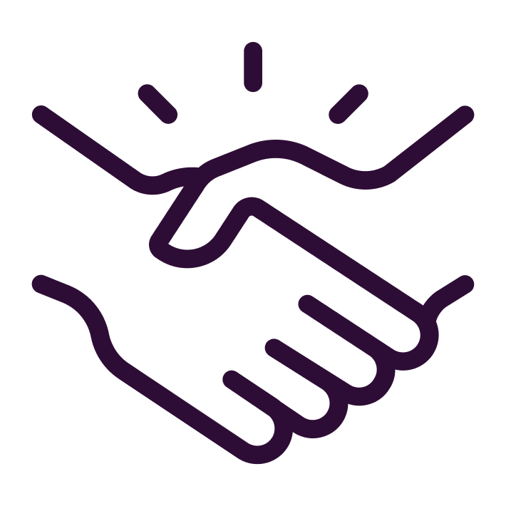 Handshake icon symbolizing trust, partnership, and committed legal advocacy.